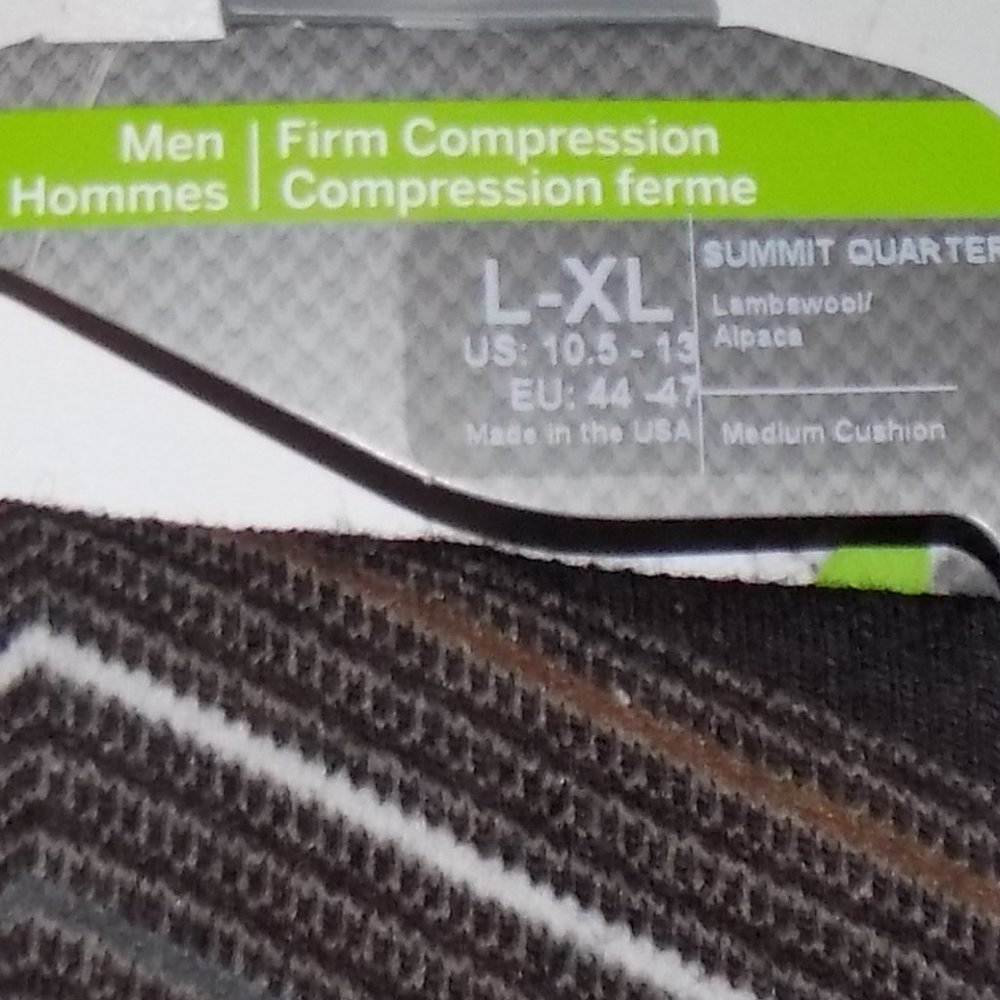 New Sockwell Summit Quarter firm compression merino wool/alpaca made in USA - Picture 3 of 5
